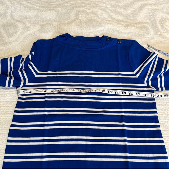 Talbots blue white stripe mock neck long sleeve shirt Medium - Picture 7 of 13